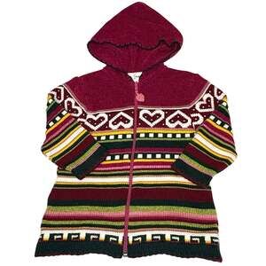Vintage B.T. Kids Zip Up Cardigan Sweater Girls 2T Multicolor Fuchsia Hood